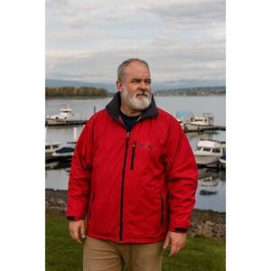 West Marine Third Reef Men's‎ Sailing Boating Waterproof Jacket Size Large Red